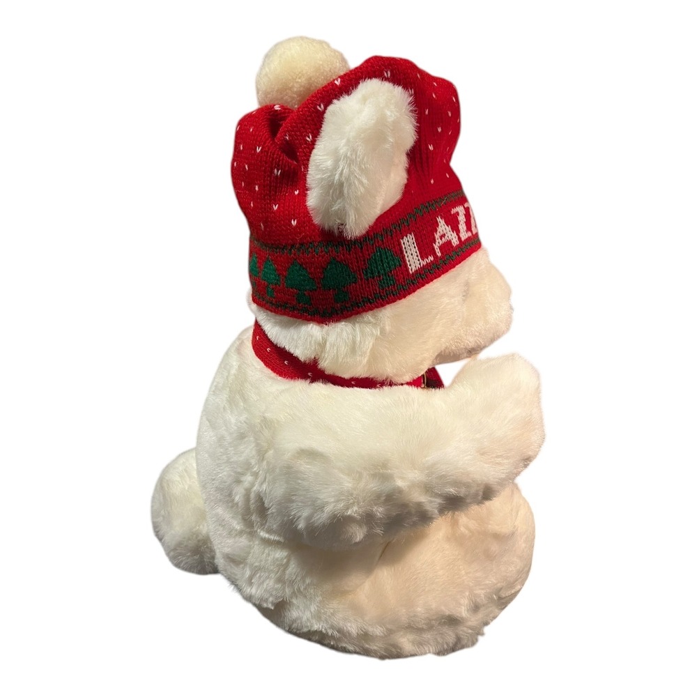 Vtg NWT 1987 Lazarus Lazzie Bear White Plush Christmas Teddy Bear Red Hat Scarf - Picture 3 of 7